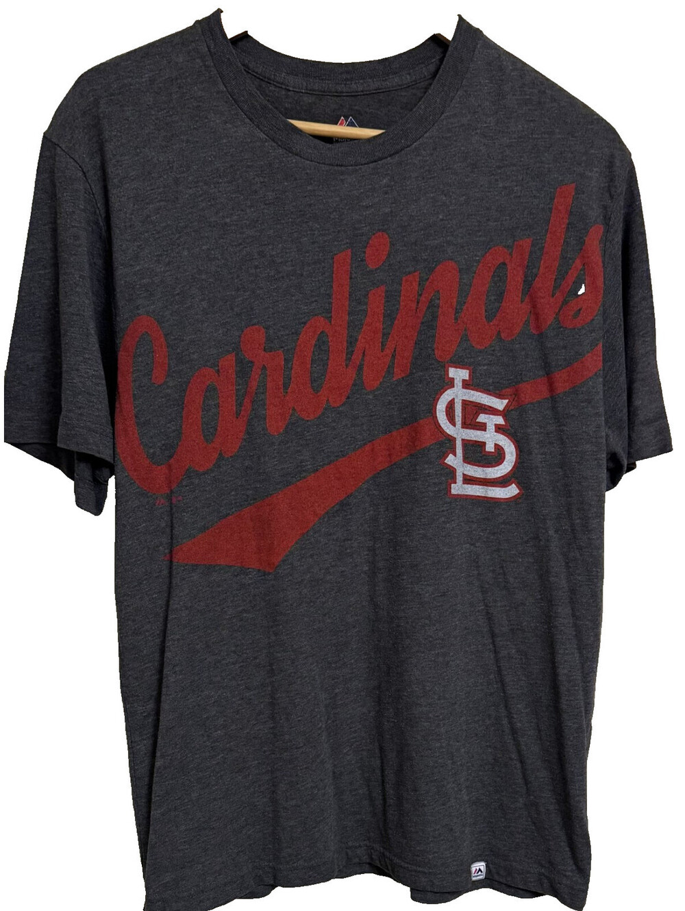 St. Louis Cardinals Majestic T-Shirt Script Size L Gray